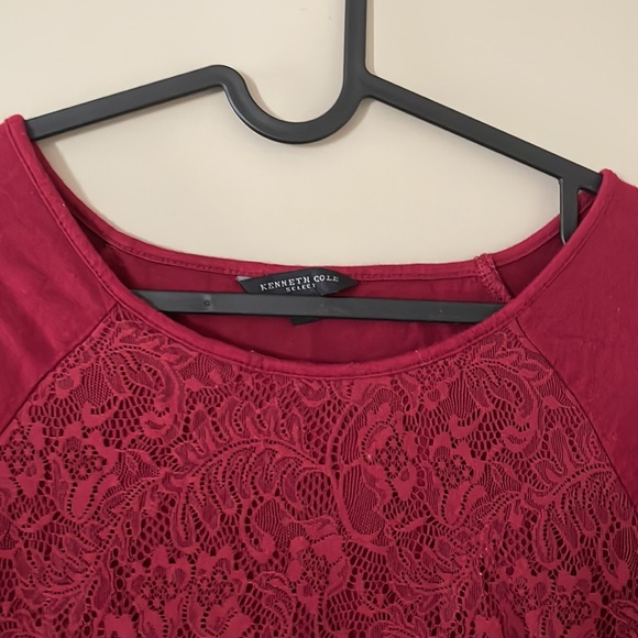 Lace Maroon top Full sleeves - Picture 3 of 6